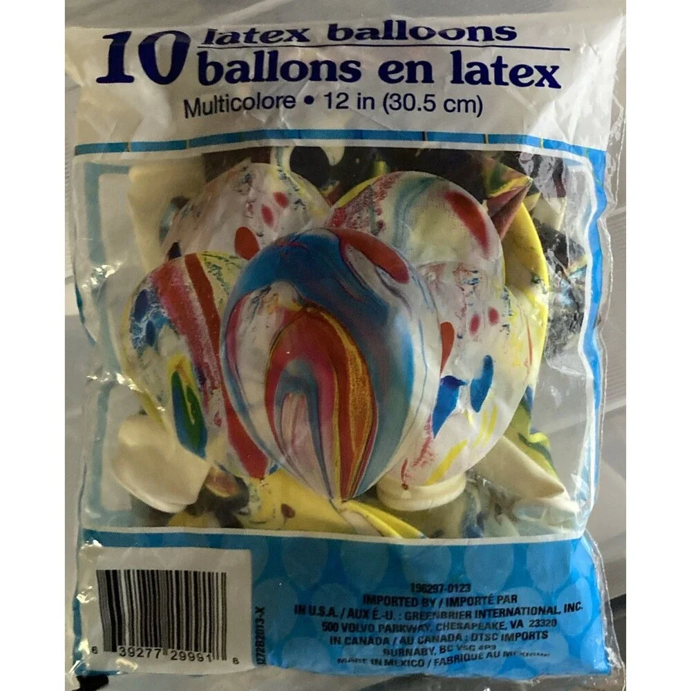 Latex Marbled Color Vintage Balloons 10 Pack Assorted 12 Inch Party New Sealed